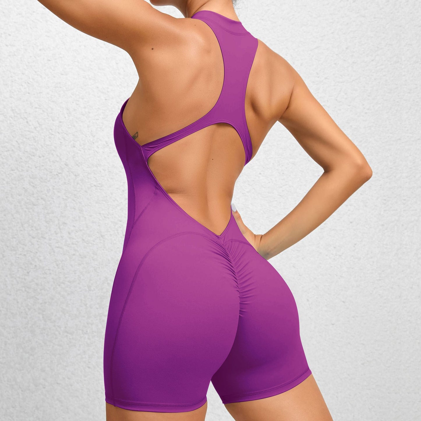 Seamless Zip-Front Romper – Body Sculpting Activewear for Women