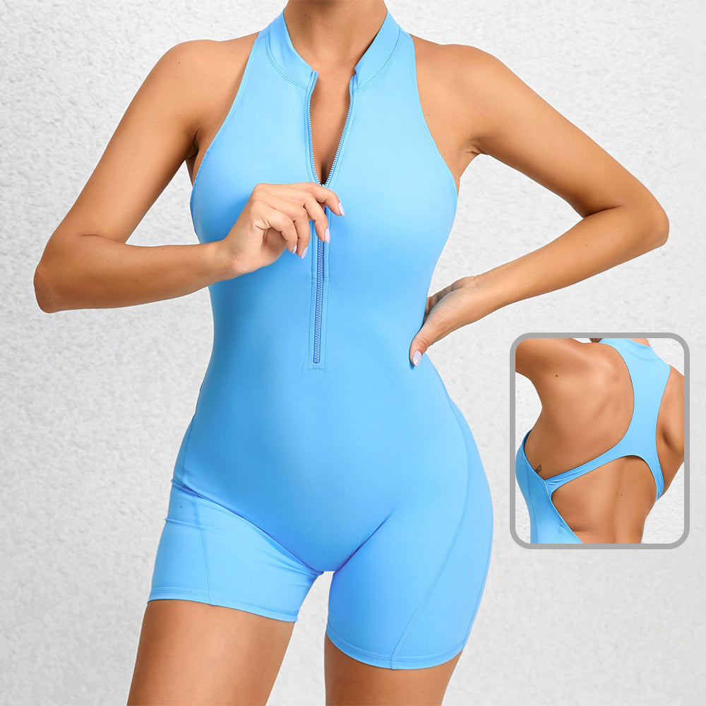Seamless Zip-Front Romper – Body Sculpting Activewear for Women