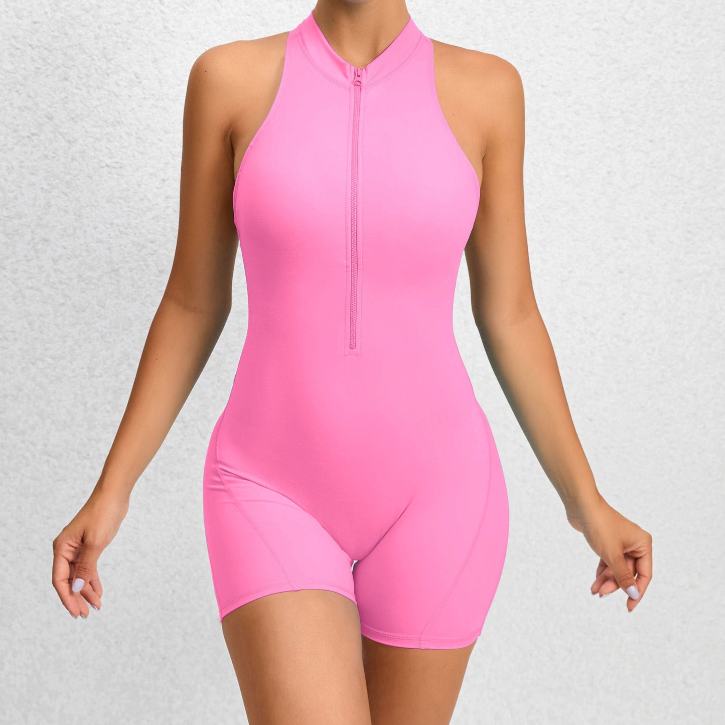 Seamless Zip-Front Romper – Body Sculpting Activewear for Women