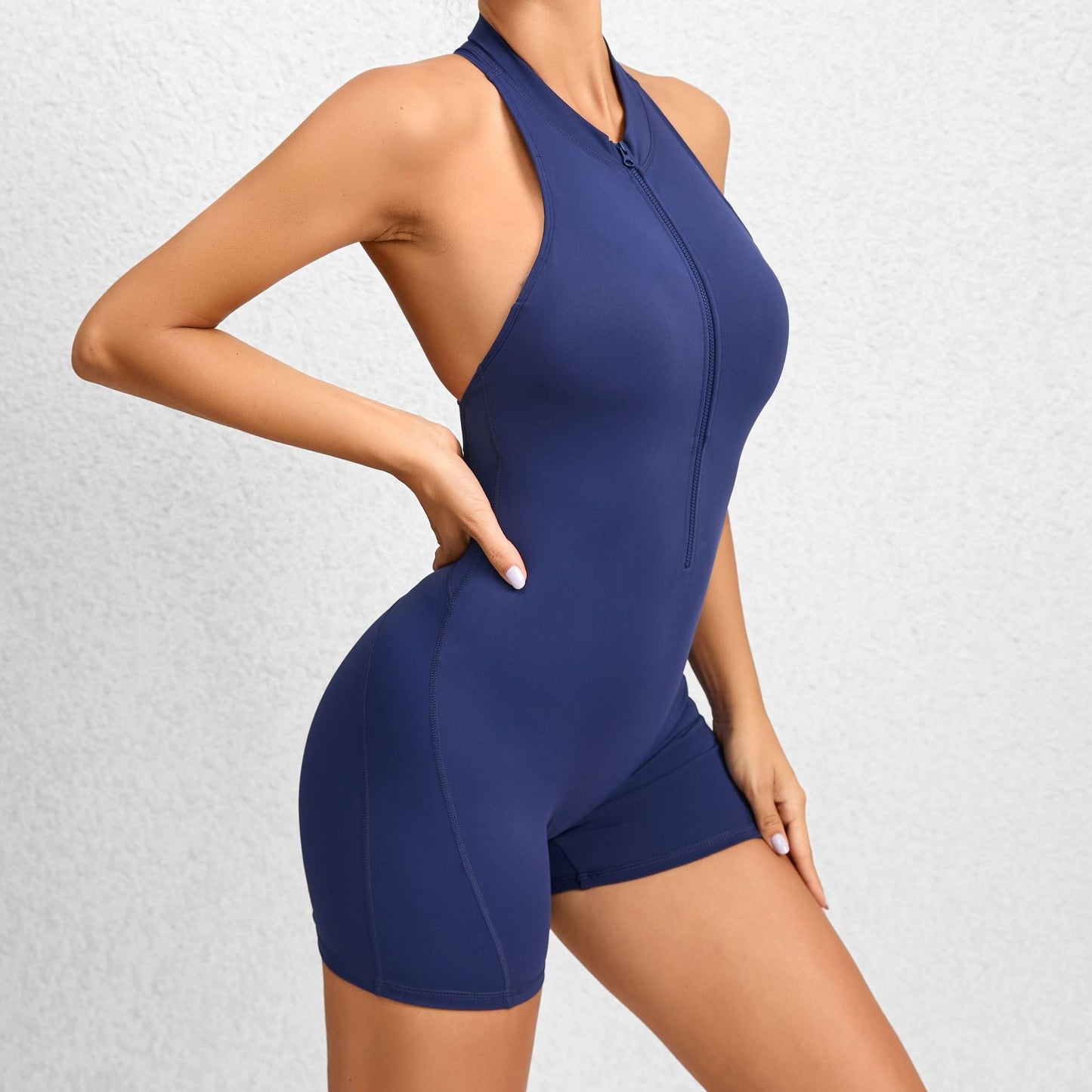 Seamless Zip-Front Romper – Body Sculpting Activewear for Women